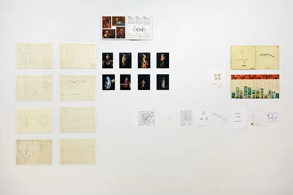 an exhibition organized by Diedrich Diederichsen amp Christopher Müller feat. Marcus Behmer, Stefan George, Rainer Werner Fassbinder, Hans Henny Jahnn, Lutz Bacher, Hans Kayser, Ludwig Gosewitz, Jordan Belson, Hapshash and the Coloured Coat, The Fool, Rogério Duarte, The Red KrayolaMayo Thompson, Walter de Maria, Sigmar Polke, Emil Schult, Isaac Abrams, John McCracken, Pedro Bell, Kai Althoff, Henrik Olesen, Öyvind Fahlström, Karlheinz Stockhausen, Sun Ra, Hartmut Geerken, Albert Oehlen, Jack Goldstein, Jutta Koether, Isa Genzken, Palermo, John Coltrane, Tony Conrad — Cosmic Communities Coming Out Into Outer Space Homofuturism, Applied Psychedelia amp Magic Connectivity — Exhibitions — Galerie Buchholz — Image 00